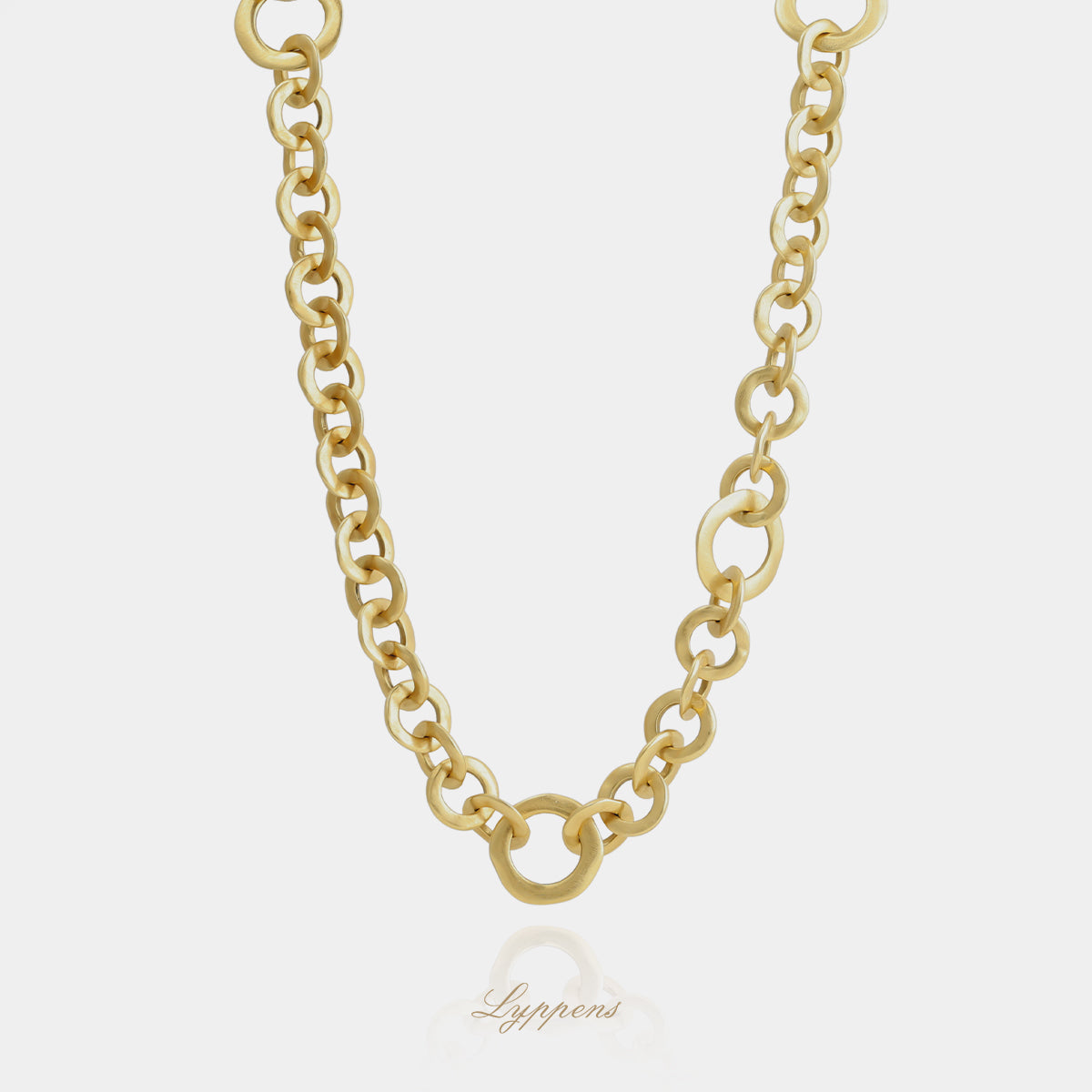 18kt geelgouden Pomellato schakelcollier met ronde gehamerde schakels, exclusief vintage