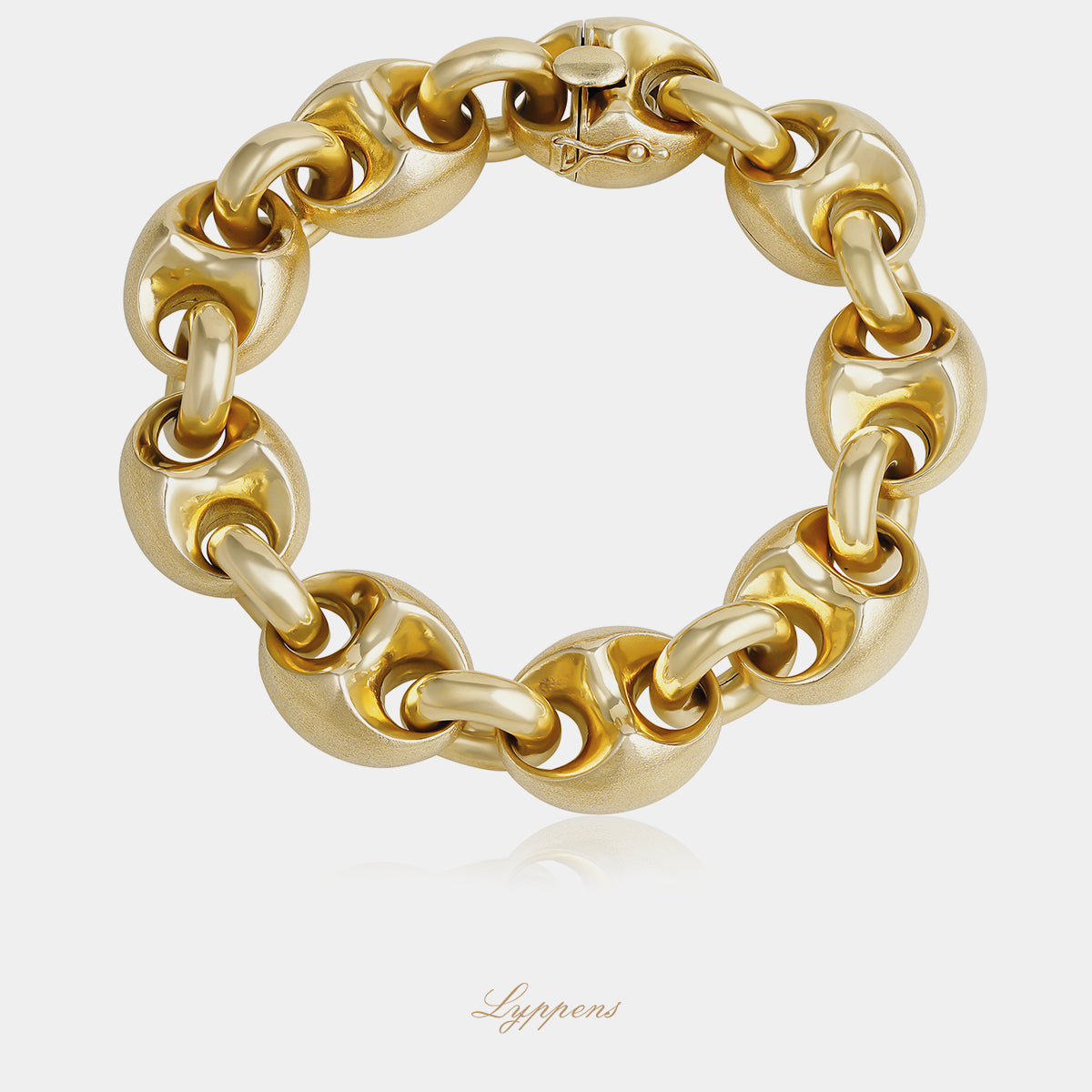 Yellow gold vintage 1970s coffee bean link bracelet