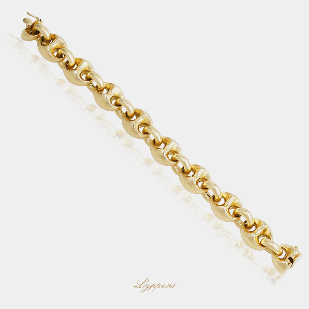 Yellow gold vintage 1970s coffee bean link bracelet