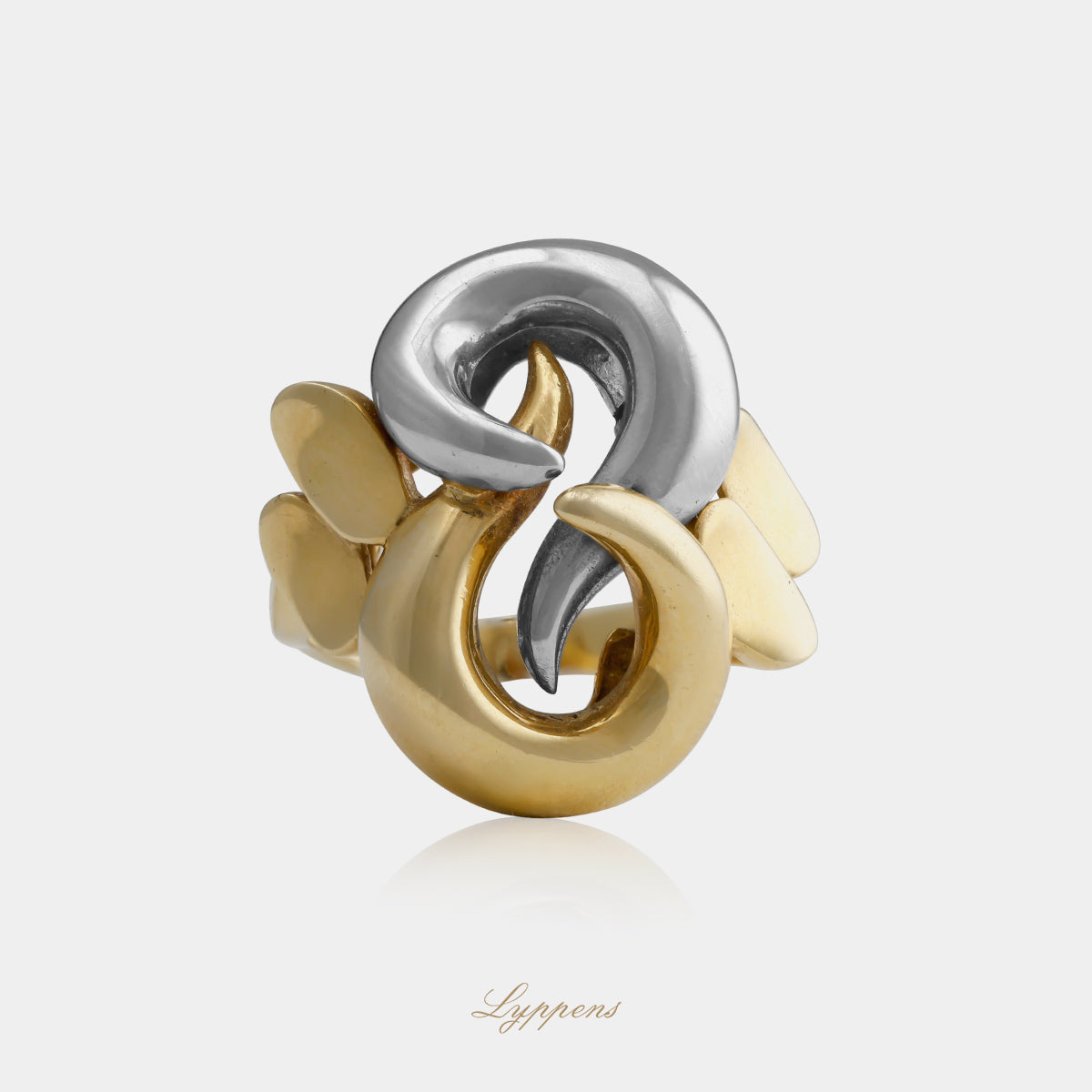 Yellow and white gold vintage 1980s ring