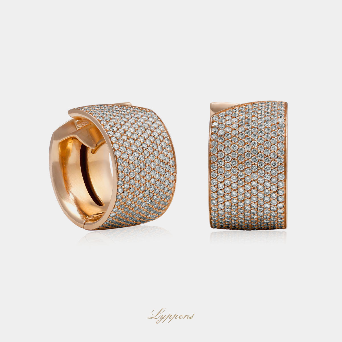 Roségouden vintage pave oorringen met diamant