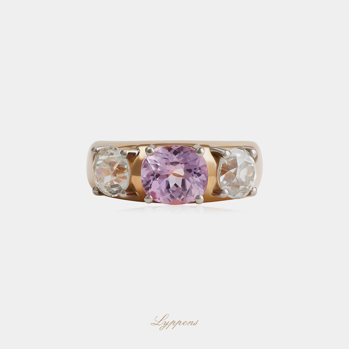 Roségouden ring met roze saffier en diamant