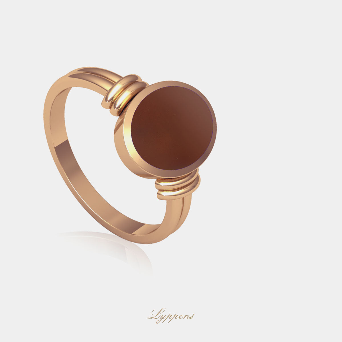 Roségouden zegelring met carneool