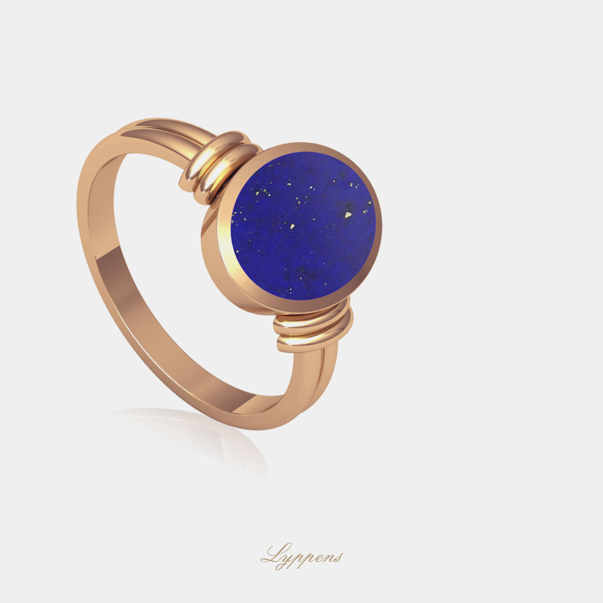 Roségouden zegelring met lapis lazuli
