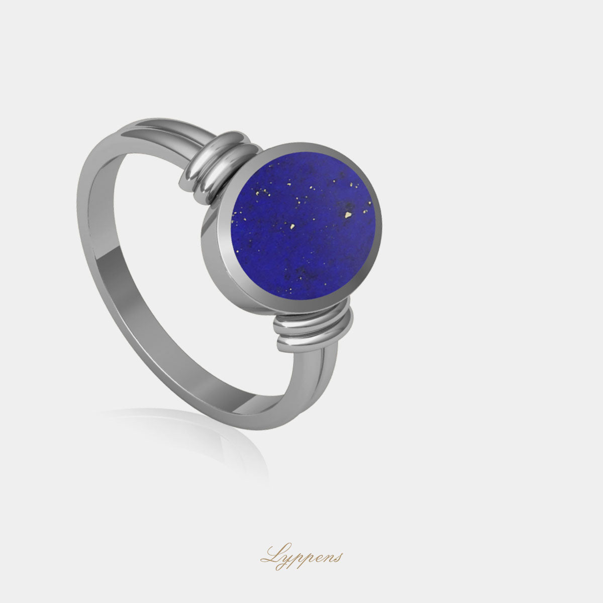Witgouden zegelring met lapis lazuli