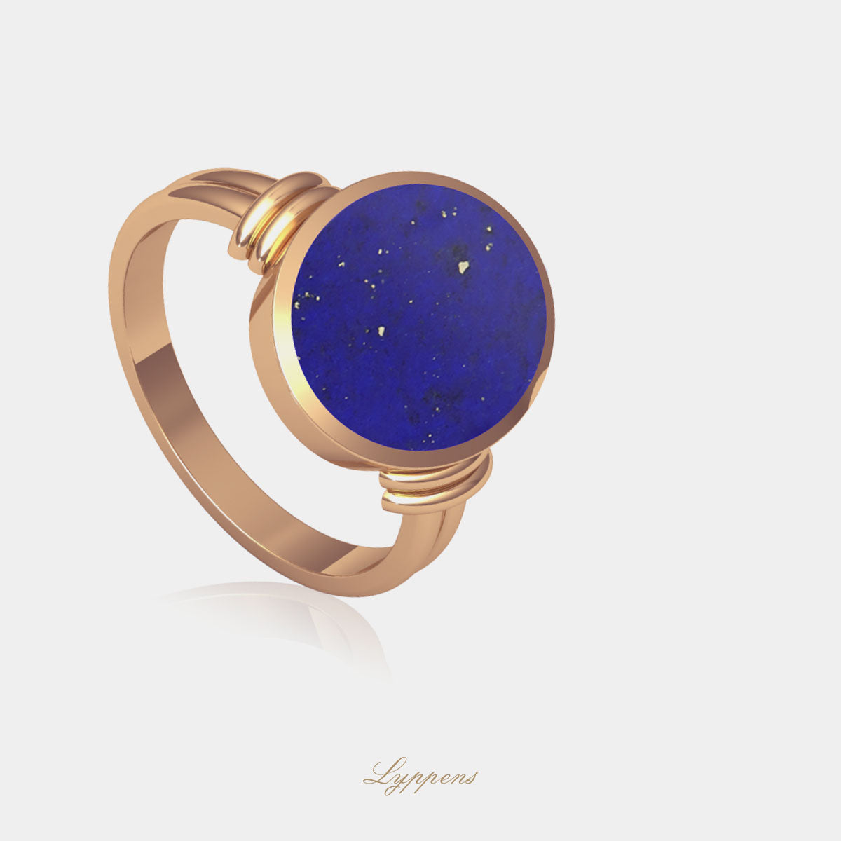 Roségouden zegelring met lapis lazuli