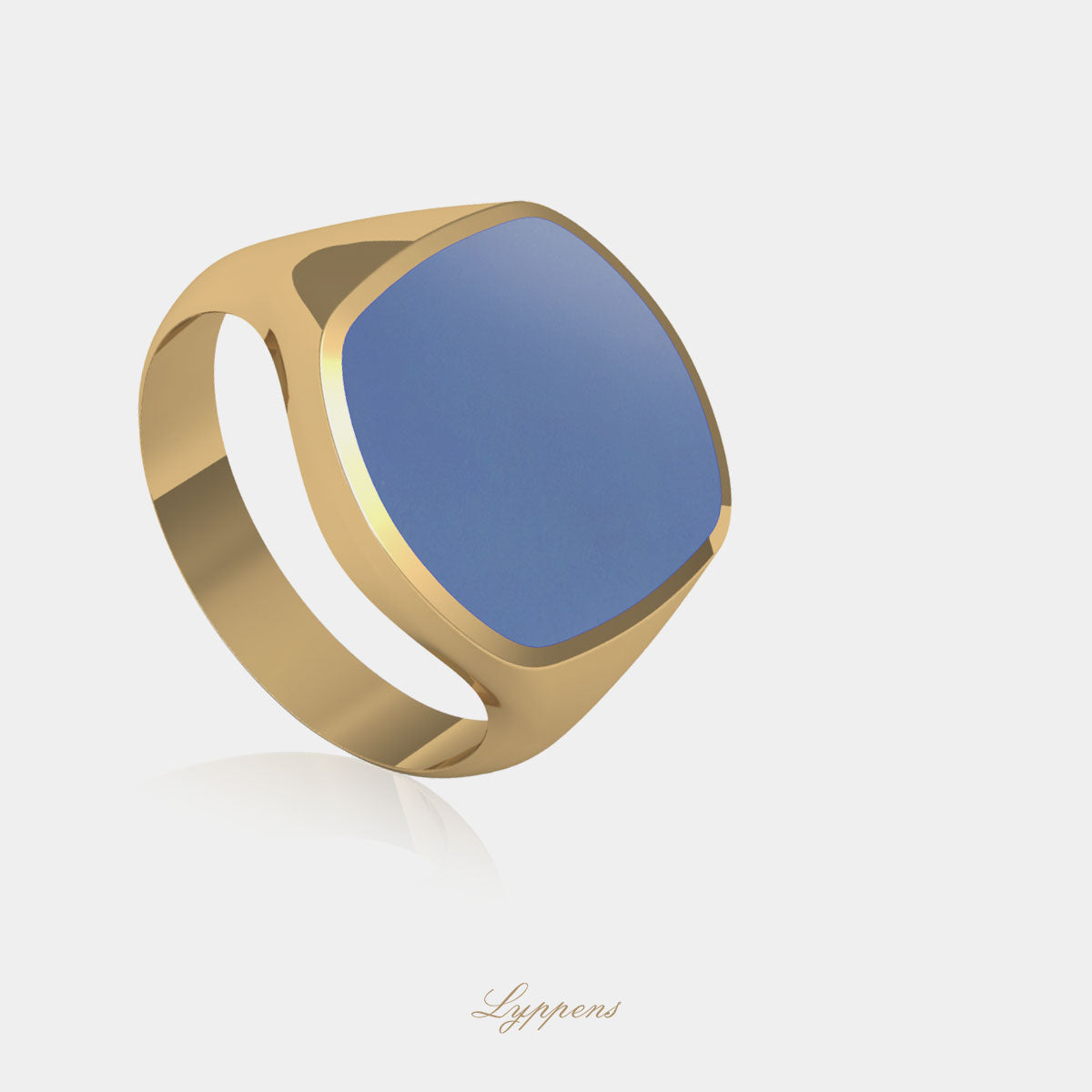 Geelgouden zegelring met lagensteen