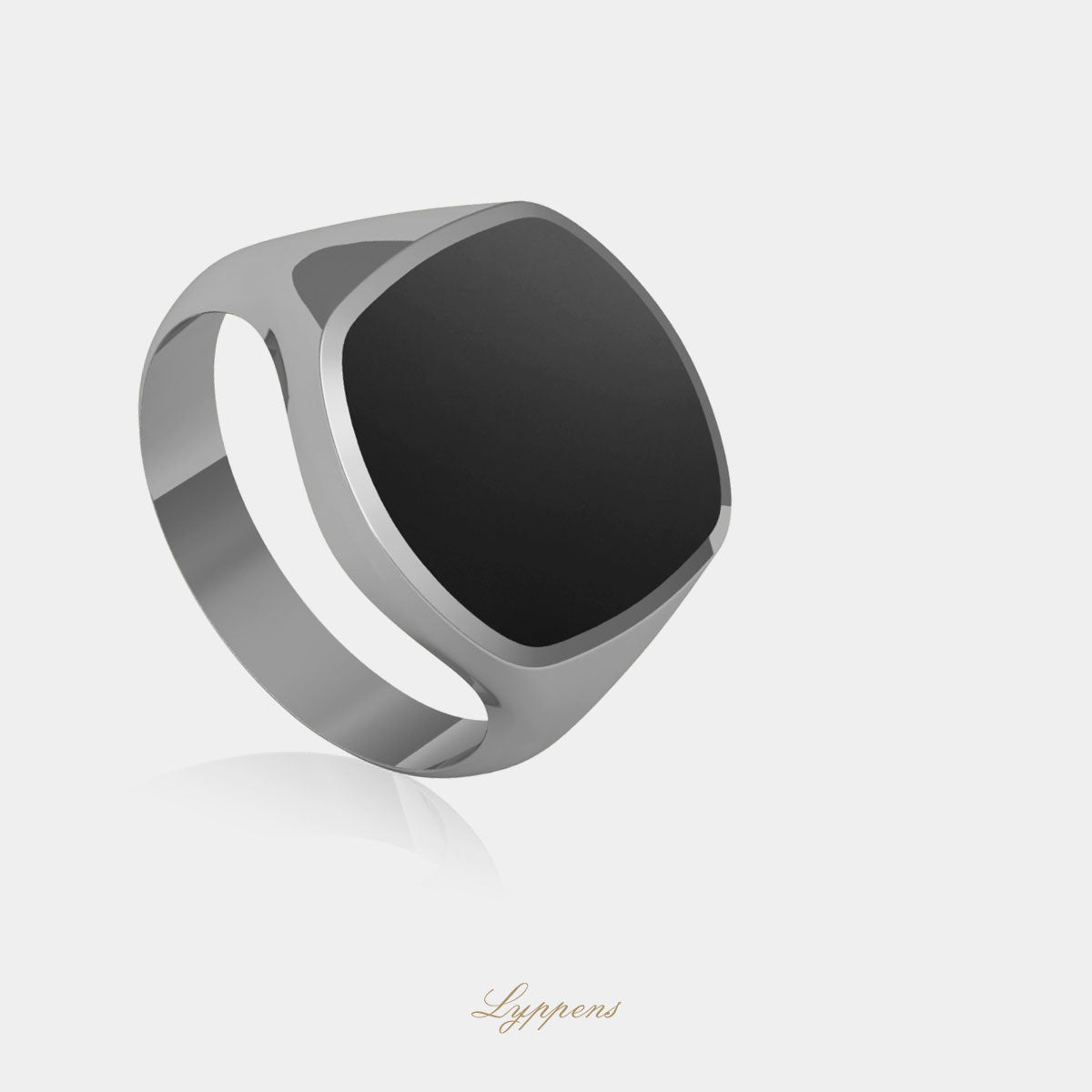 White gold signet ring with onyx
