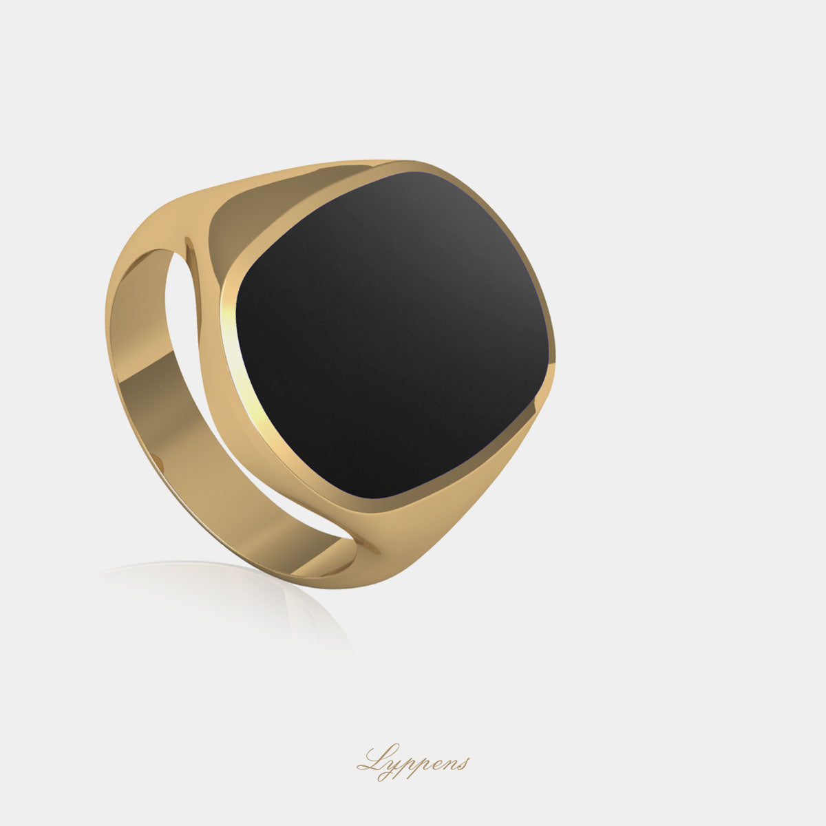 Geelgouden zegelring met Onyx