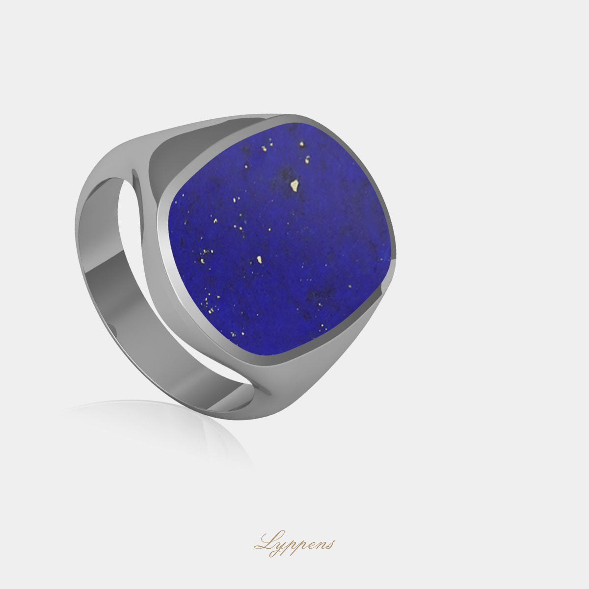 Witgouden zegelring met lapis lazuli