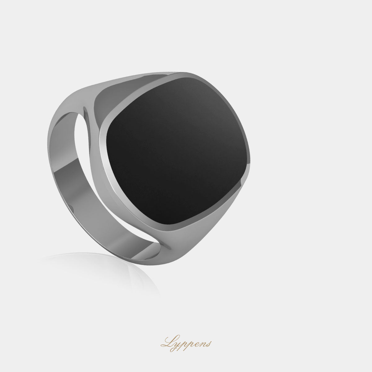 White gold signet ring with onyx