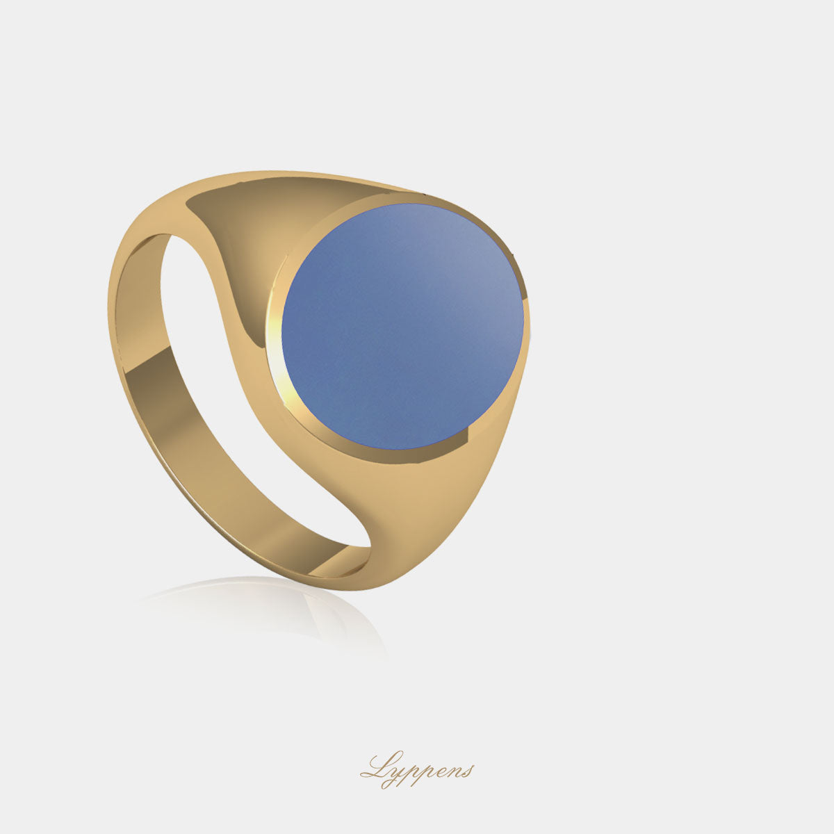 Yellow gold signet ring with layer stone