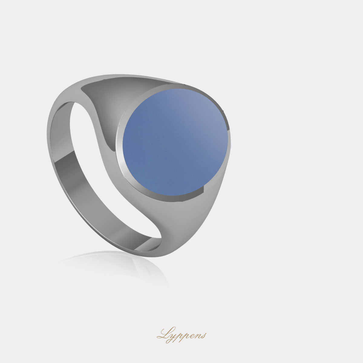 White gold signet ring with layer stone