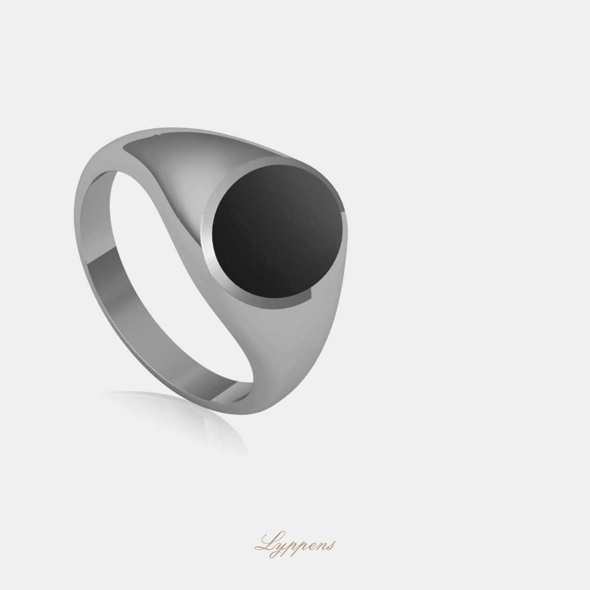 White gold signet ring with onyx