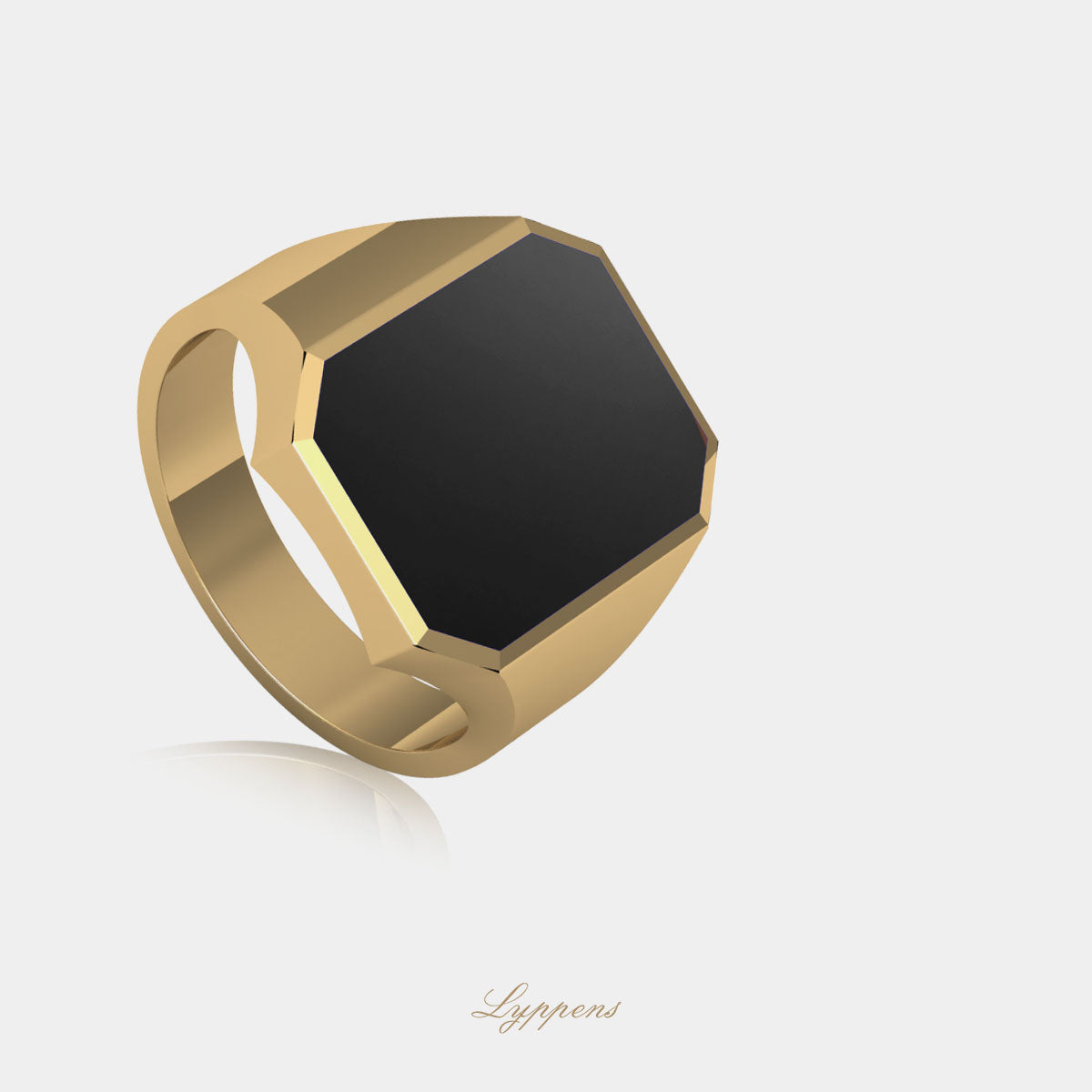 Geelgouden zegelring met onyx