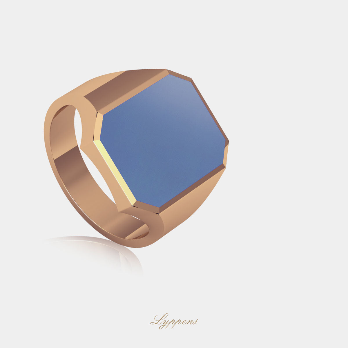 Rose gold signet ring with layer stone