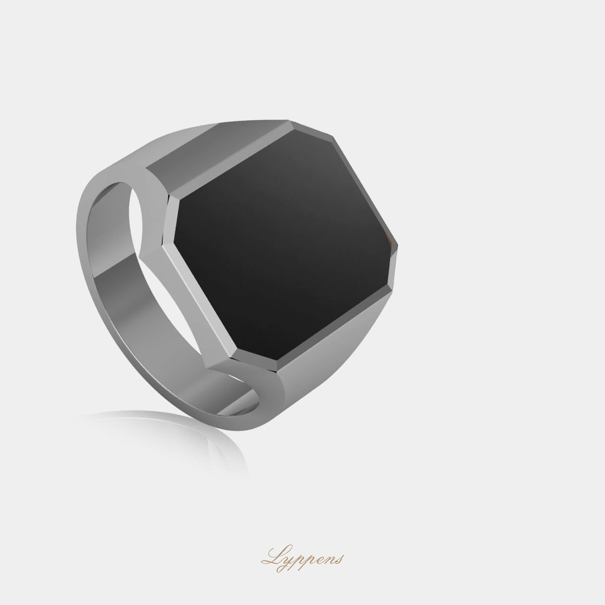 Witgouden zegelring met onyx