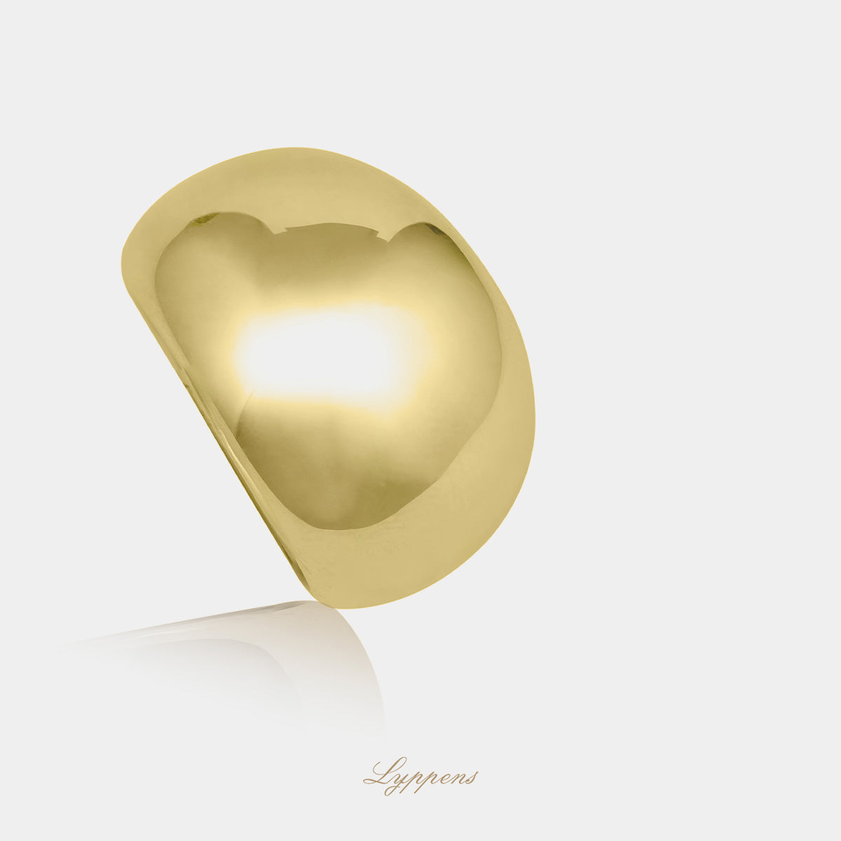 Geelgouden brede fantasie ring, met een brede van 18mm.