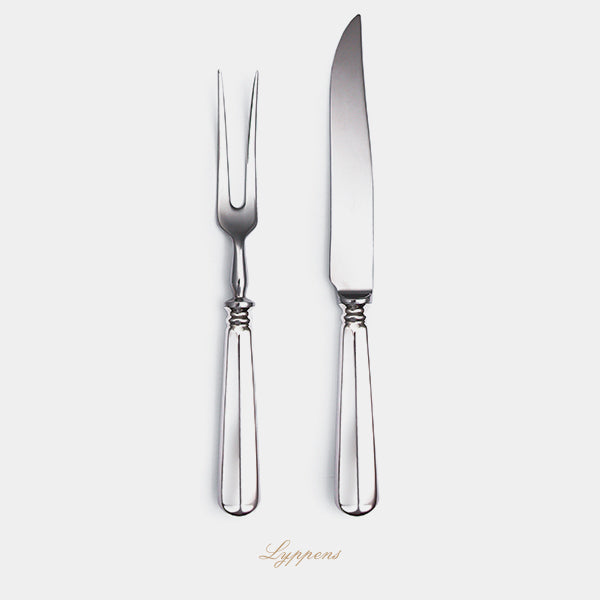 Eerste gehalte zilveren voorsnijcouvert bestaand uit mes en vork.