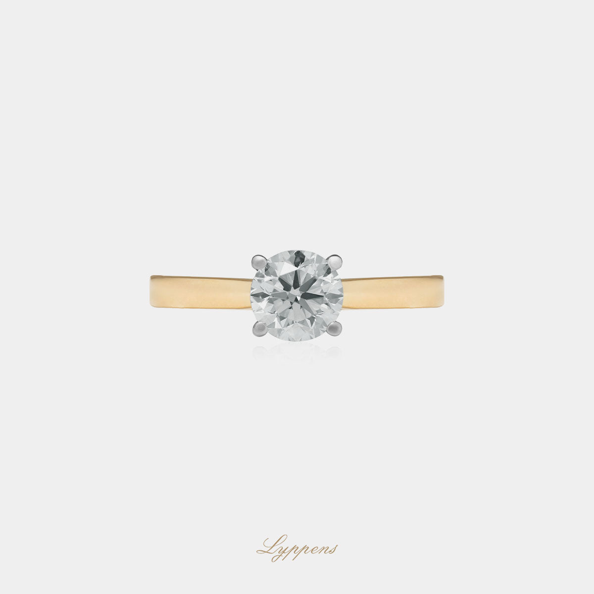 Geelgouden solitair verlovingsring, deze ring is in het midden gezet met een briljant geslepen diamant.