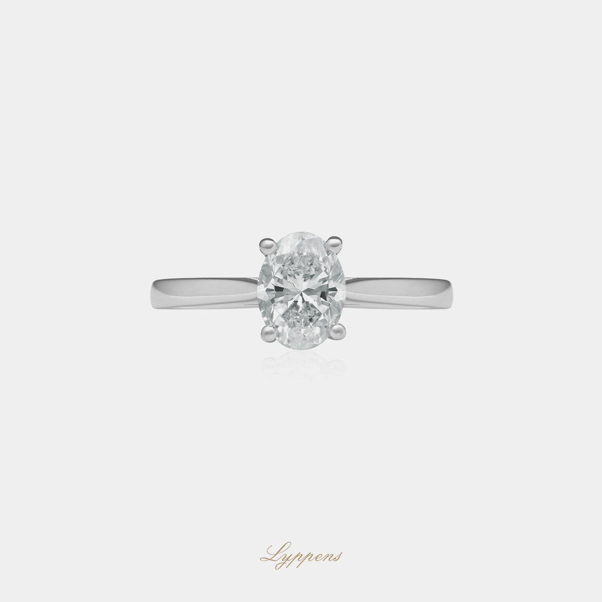 Witgouden solitair verlovingsring, deze ring is in het midden gezet met een ovaal geslepen diamant.