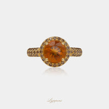 Geelgoud met citrien en diamant
