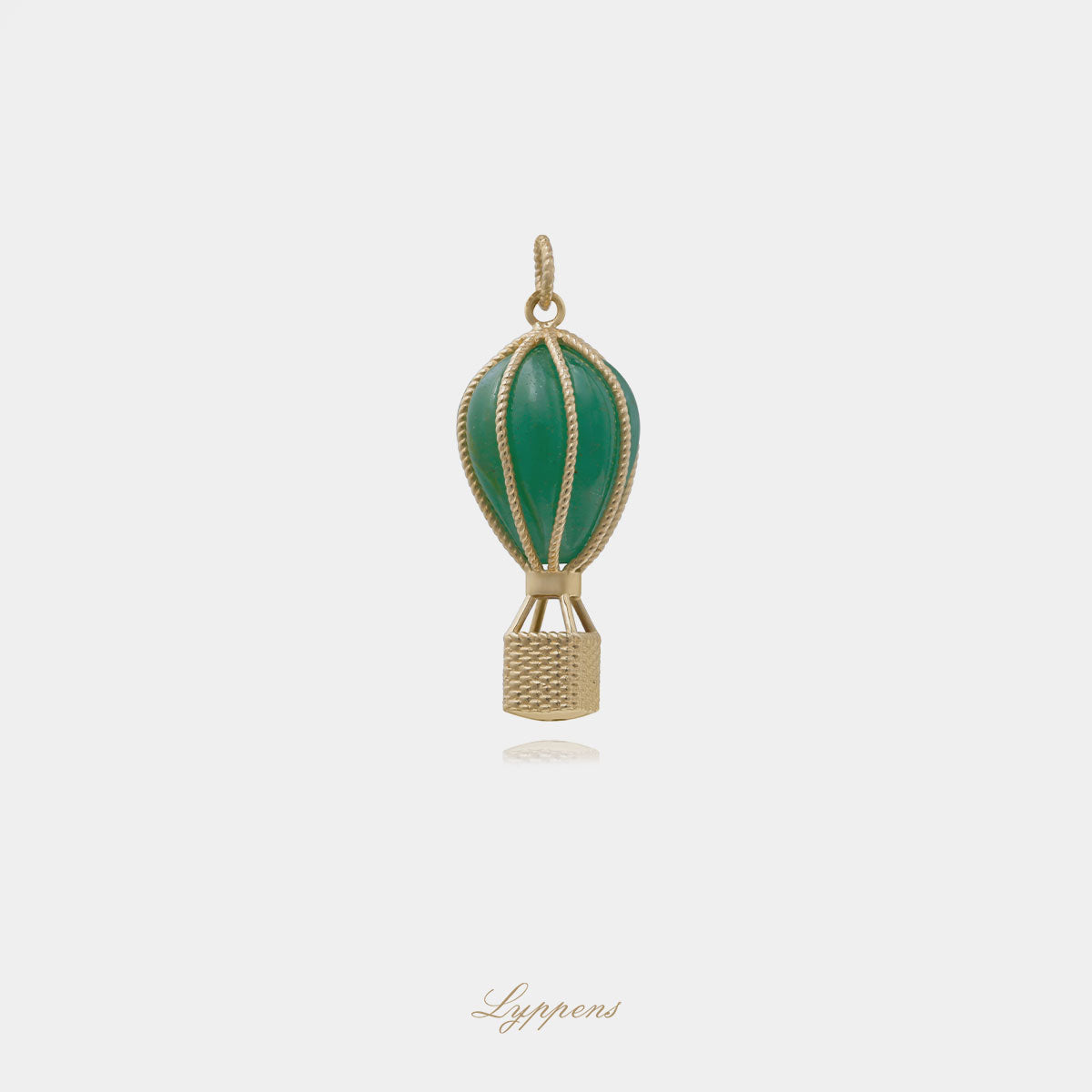 Yellow gold hot air balloon pendant with aventurine