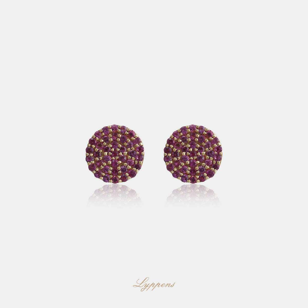 Yellow gold earrings with pink sapphire