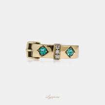 Geelgoud met smaragd en diamant