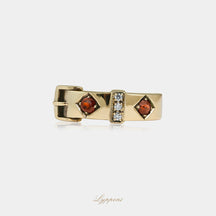 Geelgoud met granaat en diamant