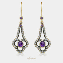 Yellow gold with pearl and amethysts