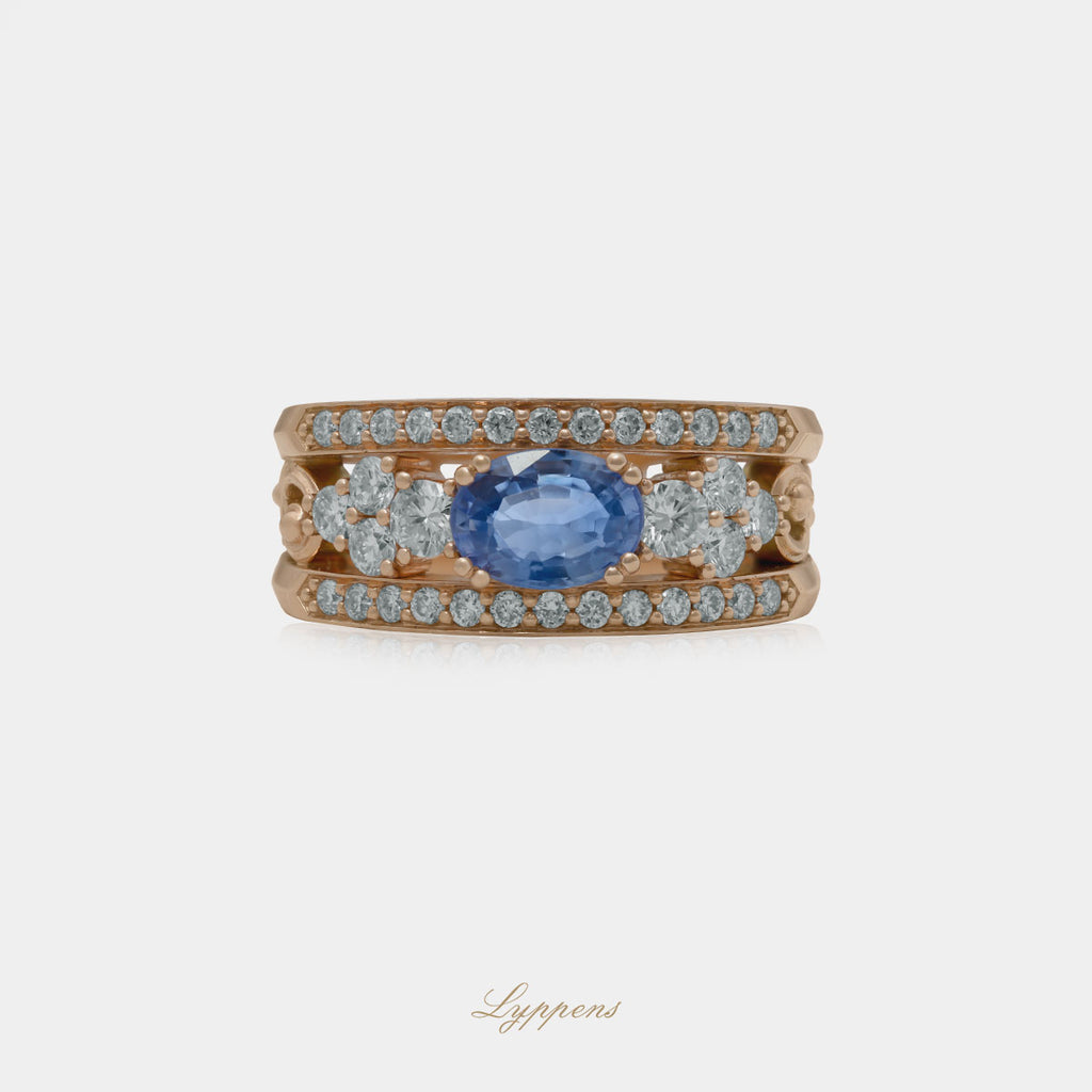 Roségouden bandring met saffier en diamant, image size:1024x1024