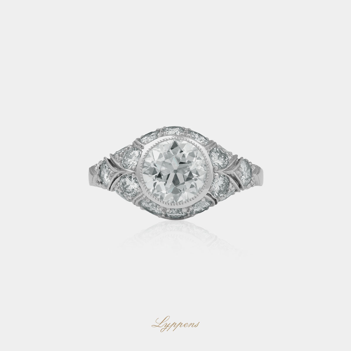 Witgouden vintage verlovingsring, deze ring is in het midden gezet met briljant geslepen diamant met een totaalgewicht van 1.50ct.