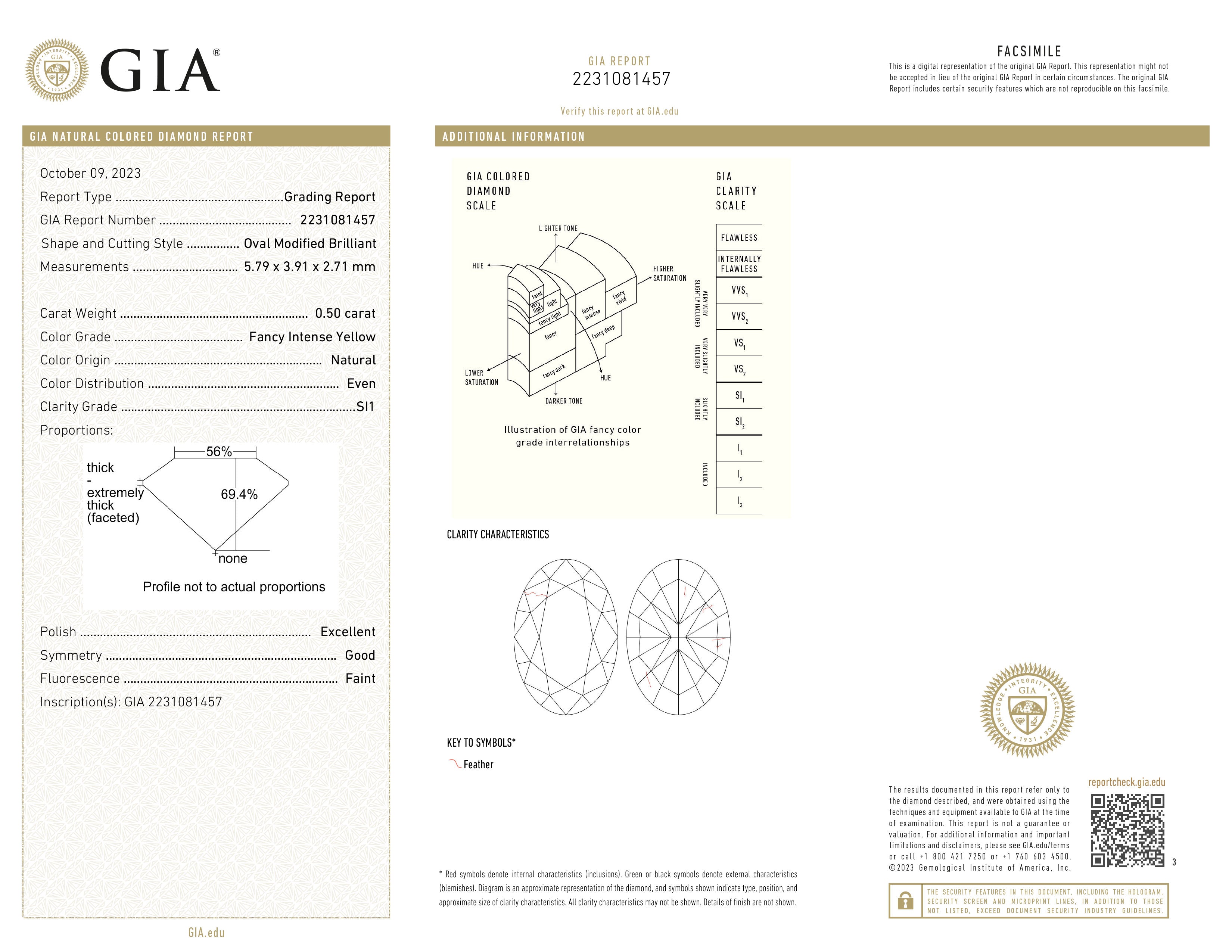 GIA certificaat van een ovaal geslepen diamant met een totaalgewicht van 0.50ct.