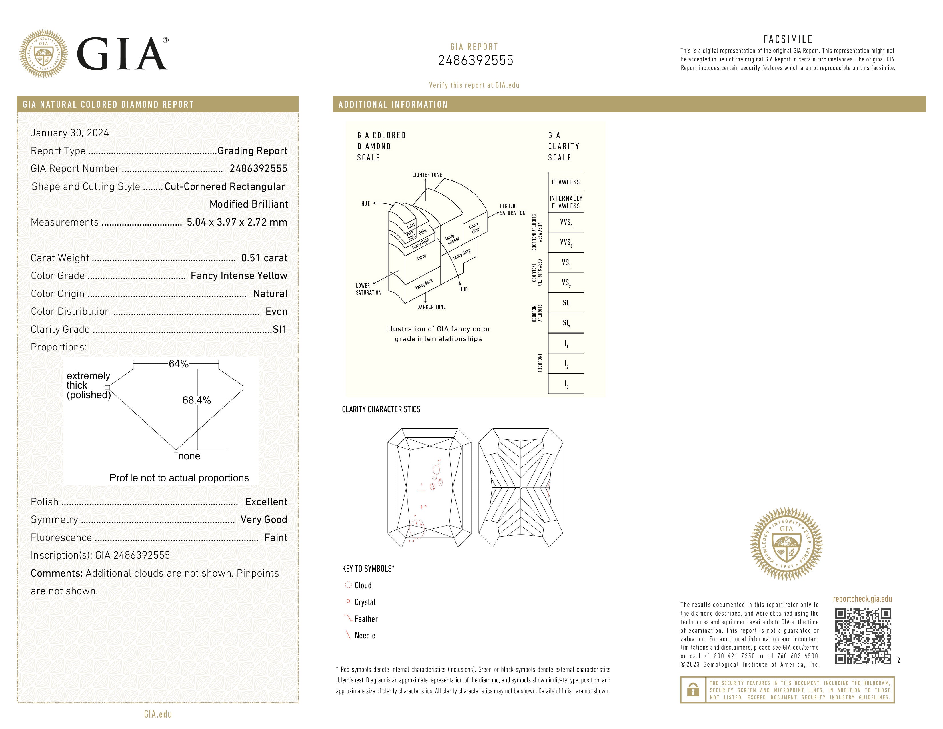 GIA certificaat van een radiant geslepen diamant met een totaalgewicht van 0.51ct.