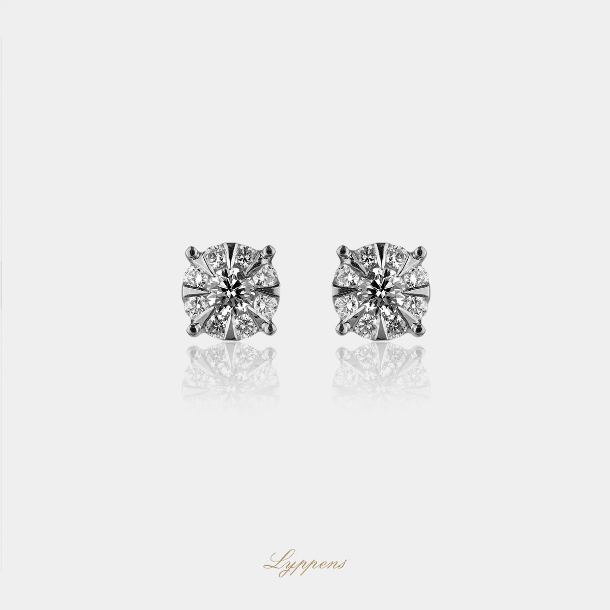 White gold rosette earrings with diamonds