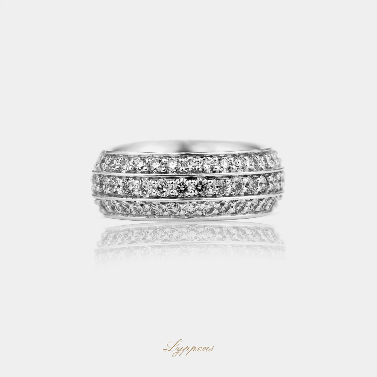 White gold wide ring with diamonds