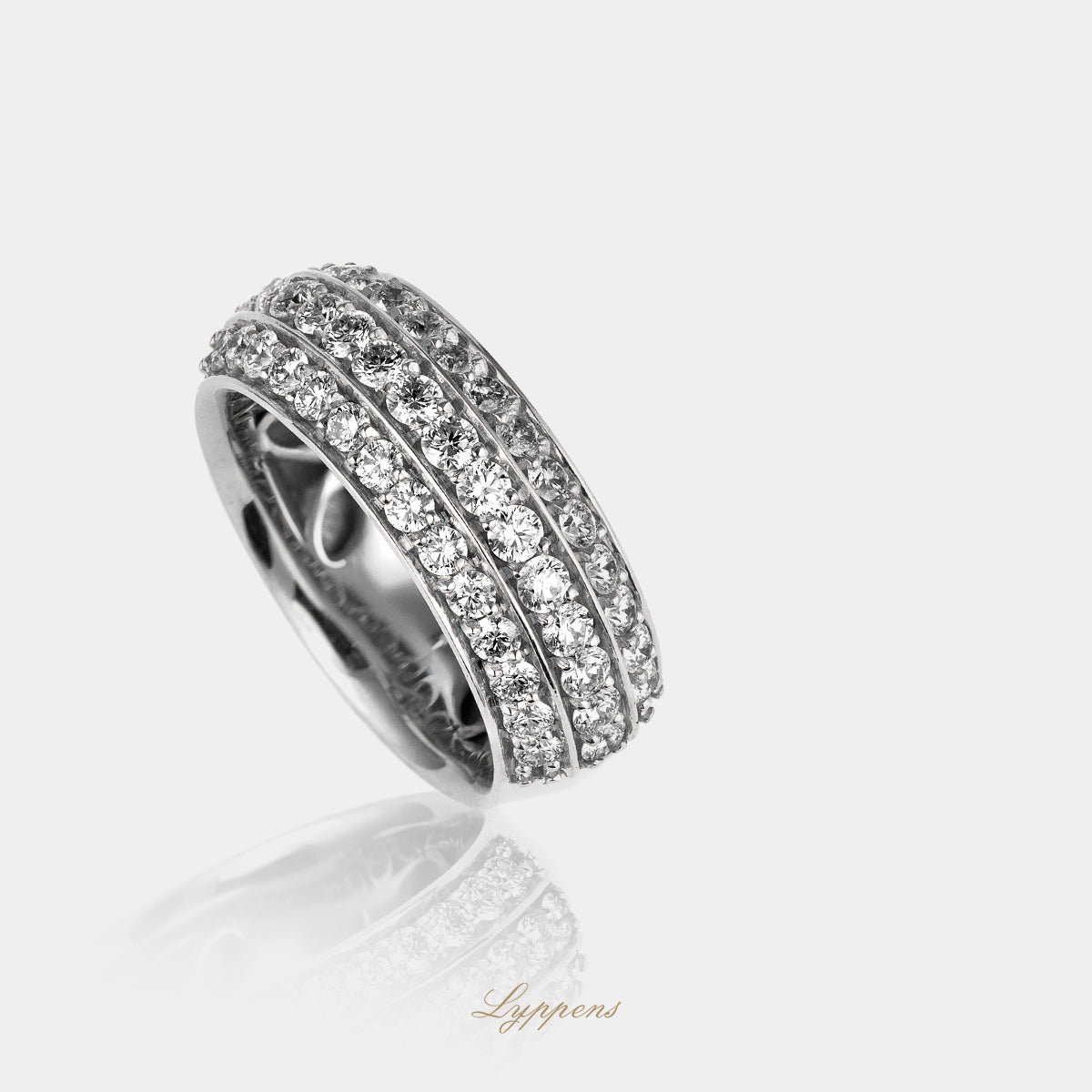 White gold wide ring with diamonds