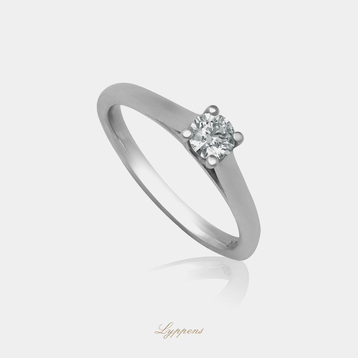 Witgouden solitair verlovingsring, deze ring is gezet met een briljant geslepen diamant.