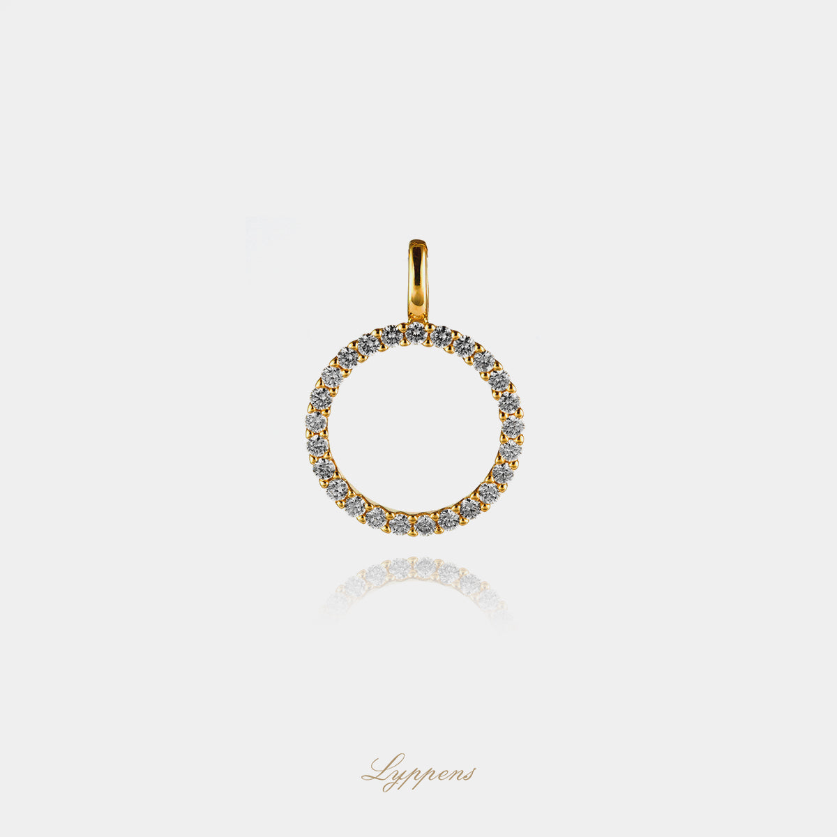 Yellow gold circle pendant with diamond 0.50ct