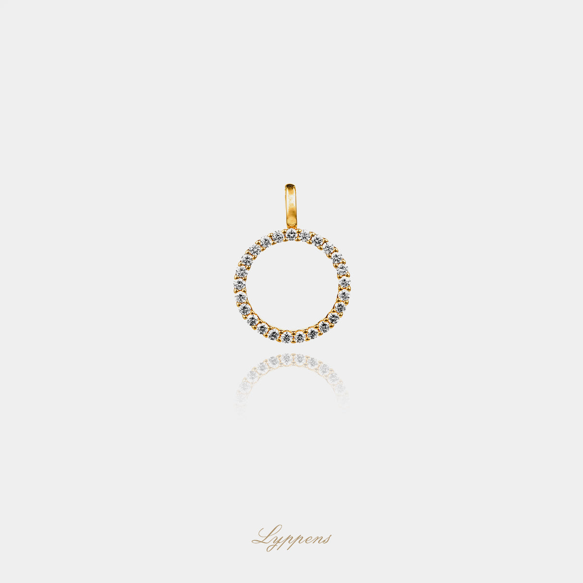 Yellow gold circle pendant with diamond 0.25ct