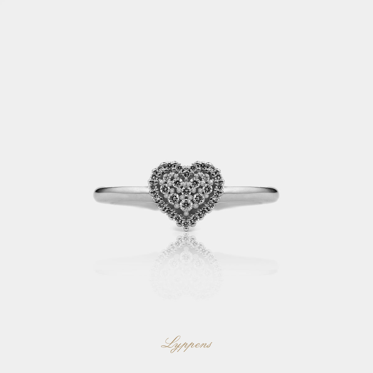 White gold heart ring with diamonds