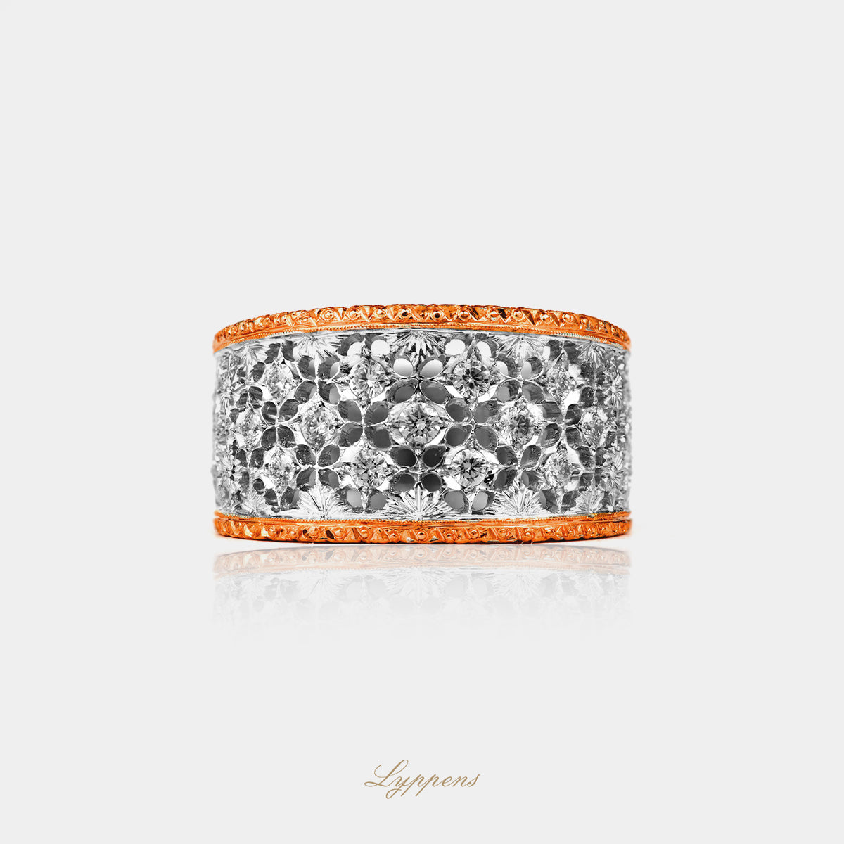 Rose gold band ring with diamond