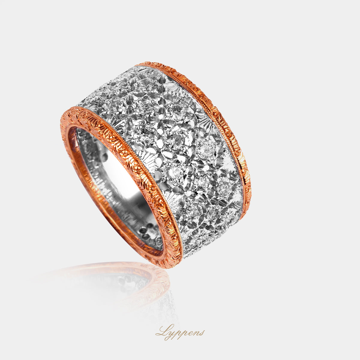 Rose gold band ring with diamond