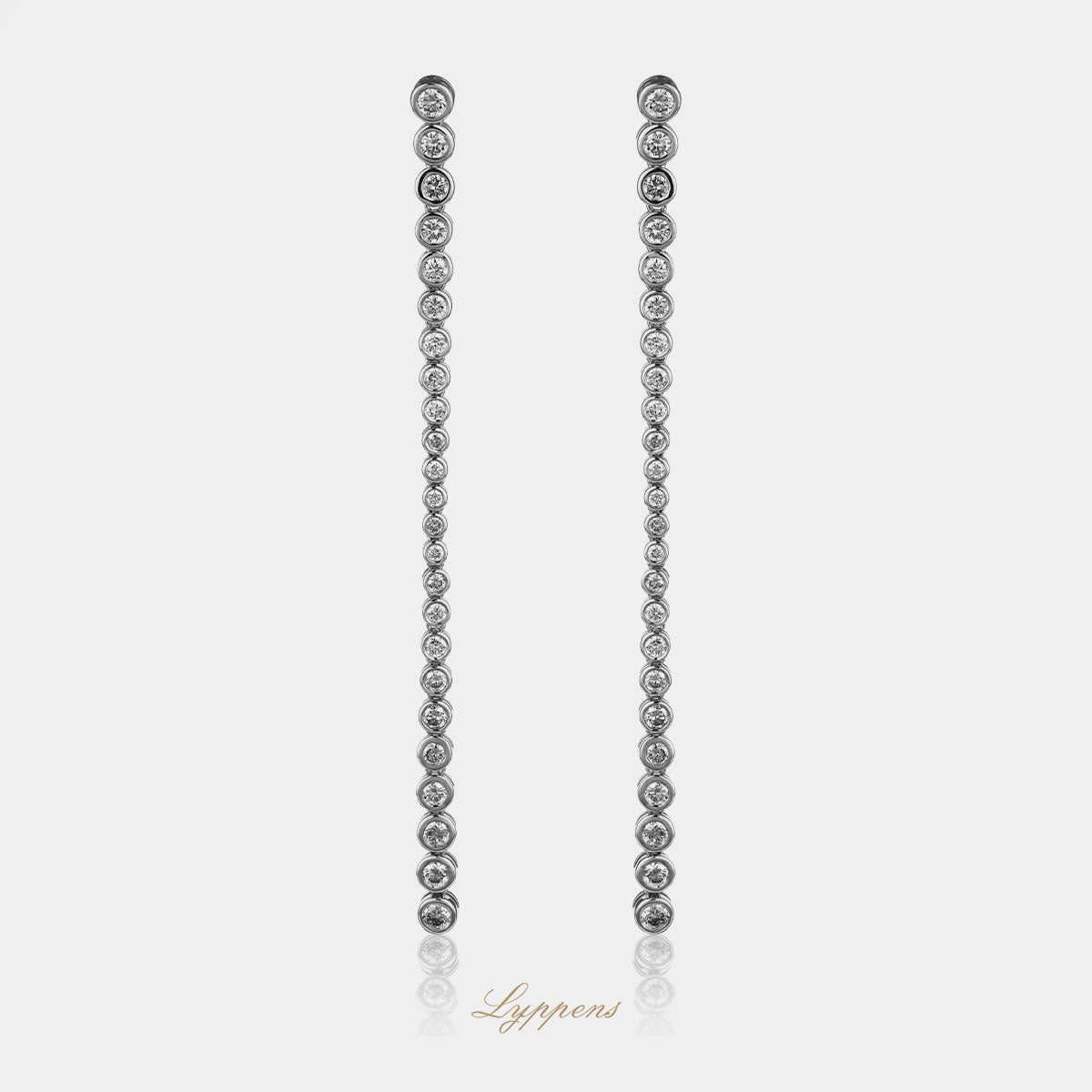 White gold long earrings with diamonds