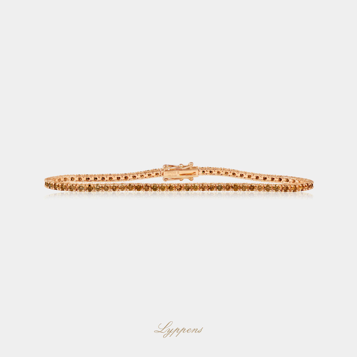 Rose gold tennis bracelet with brown diamond 3.00ct