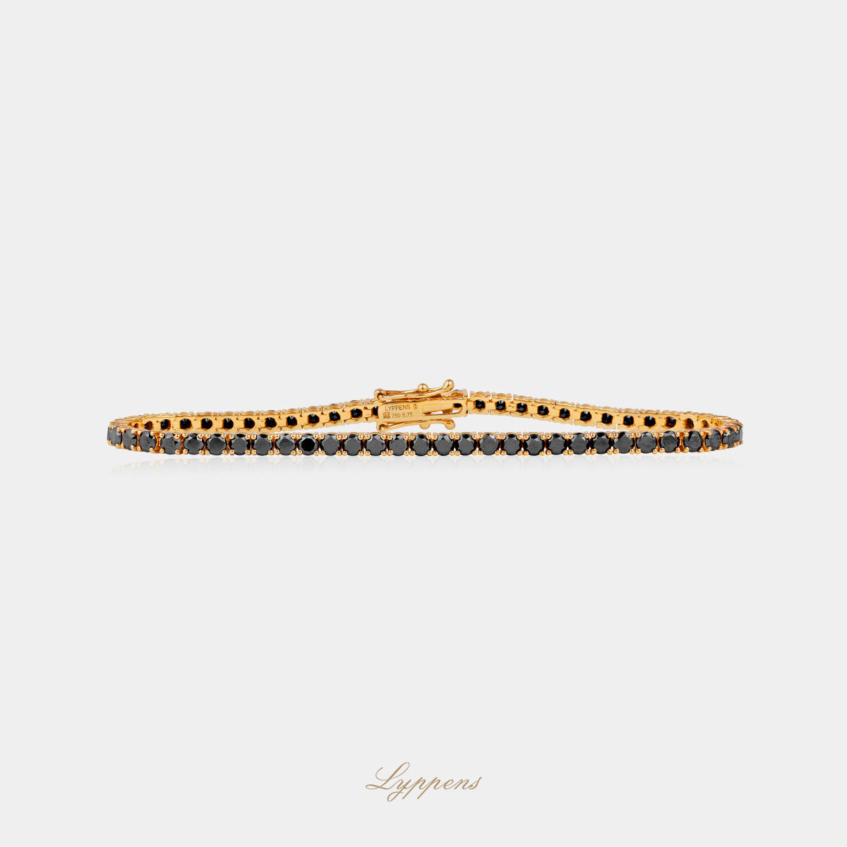 Yellow gold tennis bracelet with black diamond 5.11ct