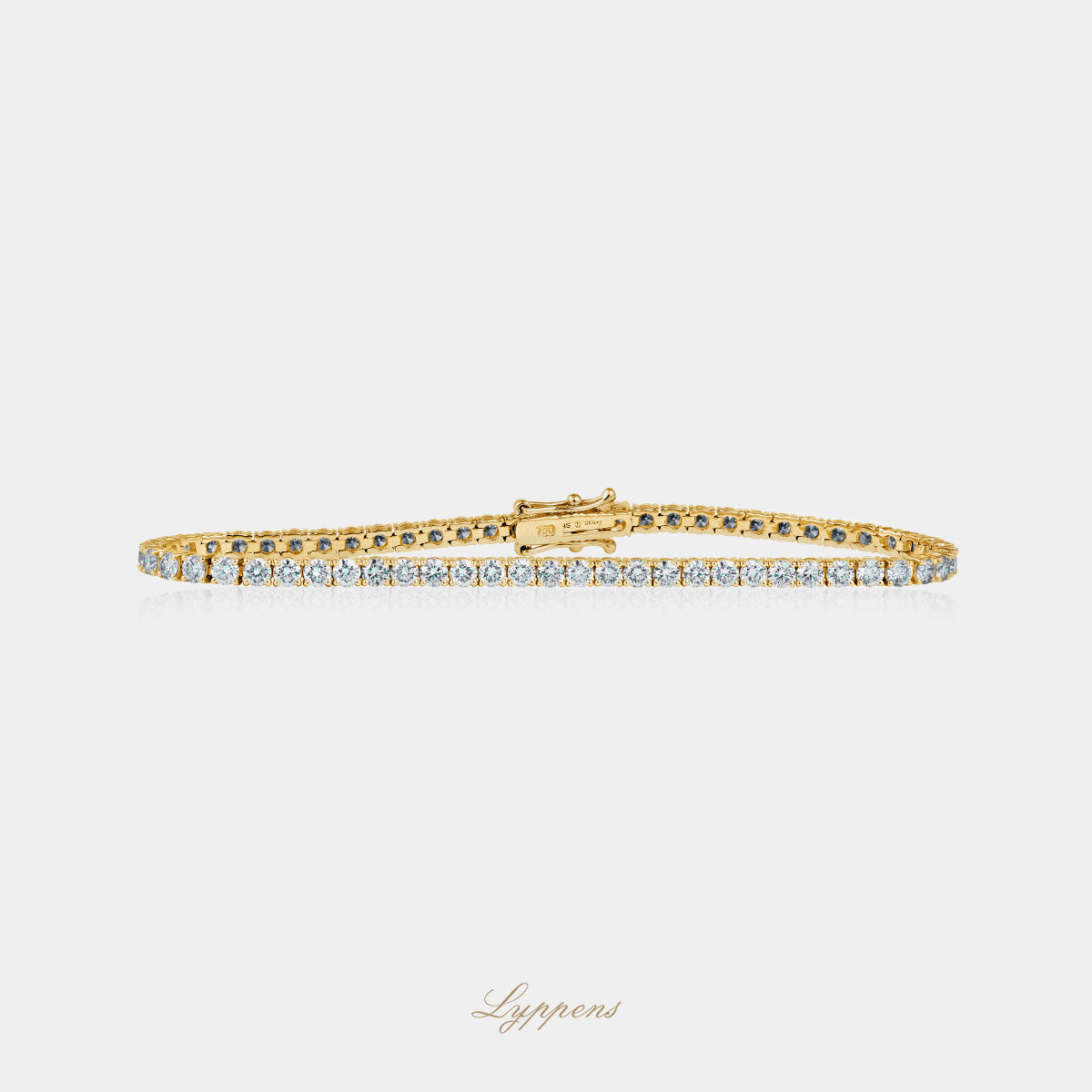 Yellow gold tennis bracelet with diamond 5.00ct