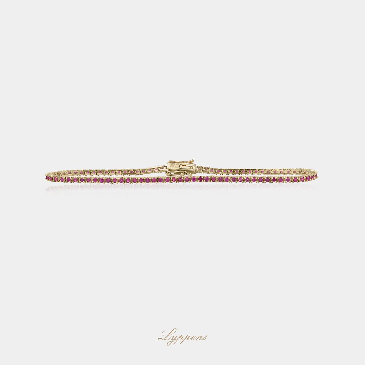 Yellow gold tennis bracelet with pink sapphire 2.00ct