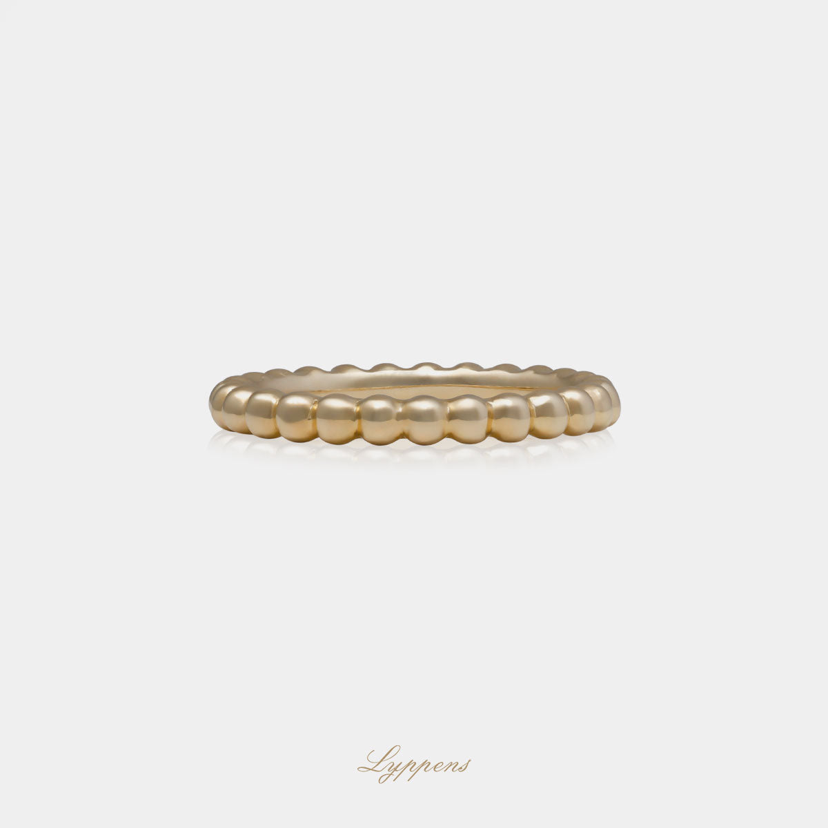 Geelgouden bolletjes ring met een breedte van 2.7mm.